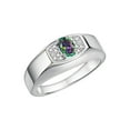 thumbnail image 3 of Rylos 14K White Gold Classic 6X4MM Oval Alexandrite & Sparkling Diamond Ring - Birthstone Jewelry for Men -Size 8, 3 of 5