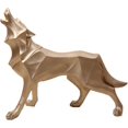 thumbnail image 1 of Estatuas abstractas de lobo hechas a mano, esculturas de resina animal, decoración moderna para el hogar, color dorado, 1 of 5