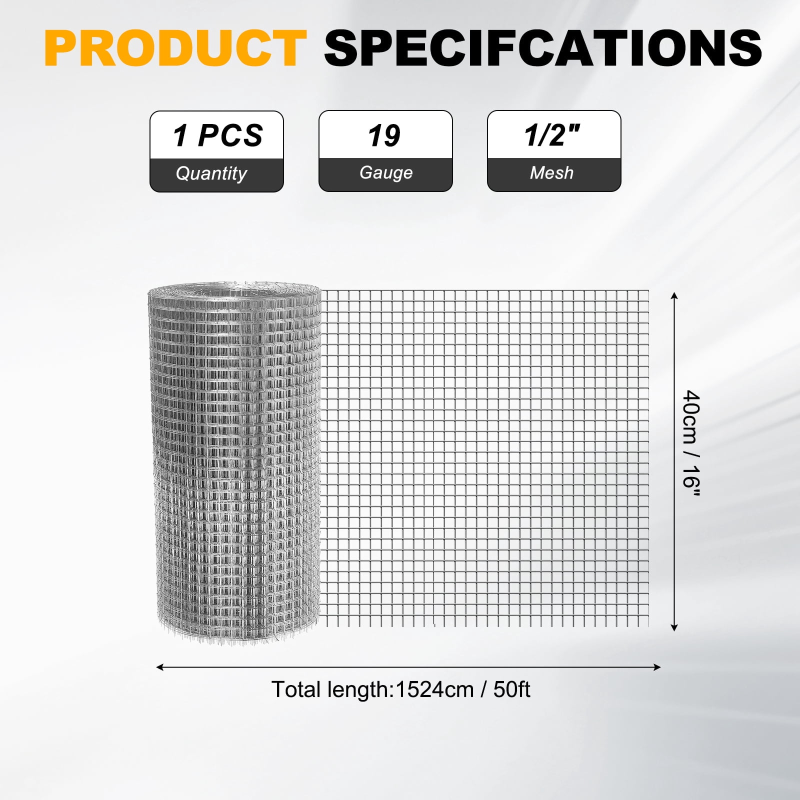 Uxcell Hardware Cloth 16" x 50' 19GA Galvanized Steel Wire Mesh 1/2" Mesh Chicken Wire Fence Poultry Netting Rabbit Fence for Garden Flower Bed Snake Rat Protection Gutter Guard DIY Crafts