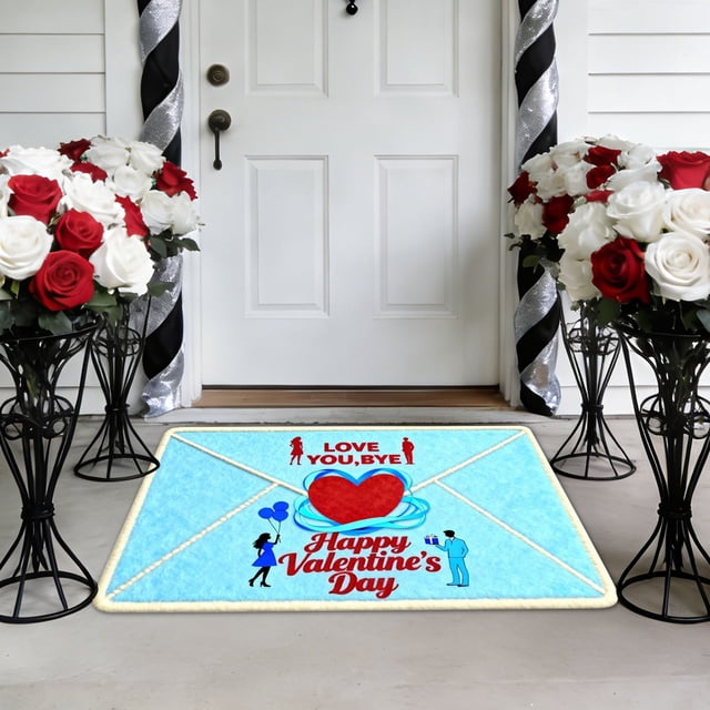 BotaniNest Valentine's Day Heart Envelope Design Soft Area Rug For Bedroom Living Room Floor Mat