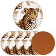 thumbnail image 2 of Leopard 6PCS Round Coasters Set, Microfiber Leather Drink Coasters, 11x11 cm/4.3x4.3 in, and Heat, Furniture and Tabletops, 2 of 6