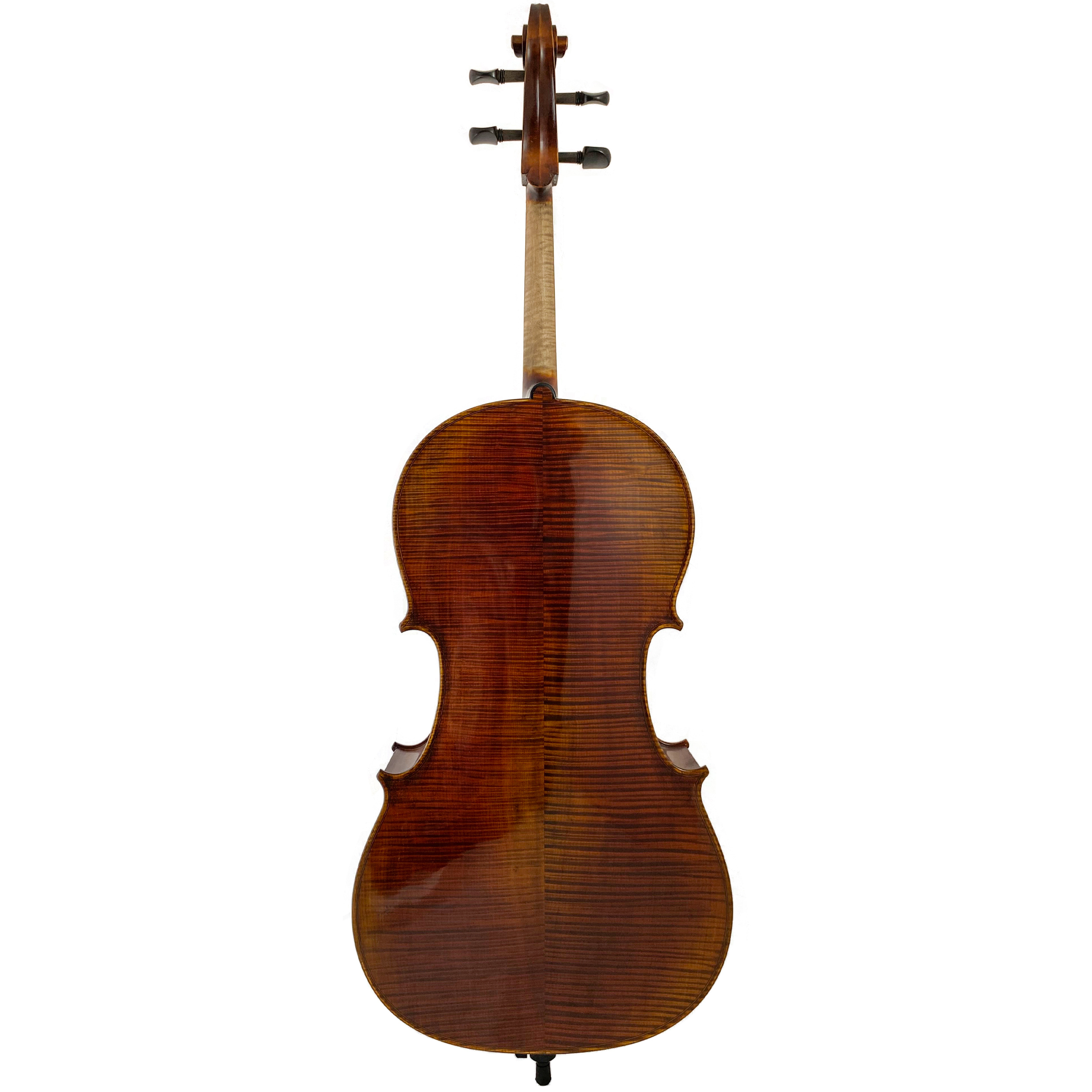 D’Luca Flamed Ebony Inlaid Professional Cello Outfit W/Padded Gig Bag, 3/4 Size