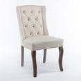 thumbnail image 2 of Luxury Velvet Dining Chairs Wingback Tufted Accent Chair with High Backrest Wood Leg Comfortable Armless Side Chair(Beige,Set of 2), 2 of 8