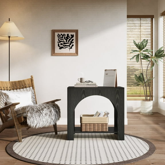 Tribesigns Farmhouse End Side Table, Large Sofa Side Table with Heavy-Duty Wooden Pedestal for Living Room, Bedside Nightstand with Storage for Bedroom, Accent Furniture, Easy Assembly, Black