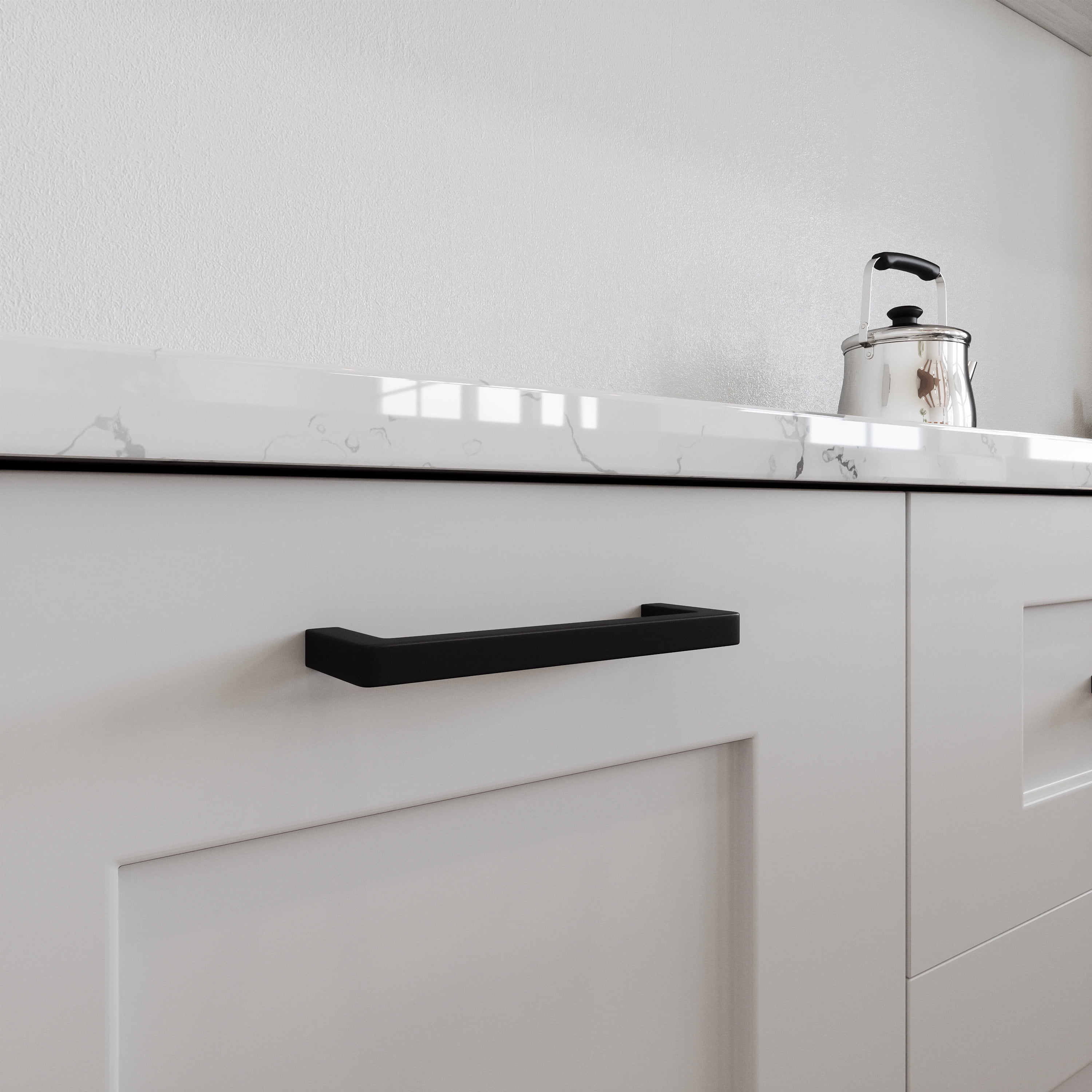 Design House Portico 3.8-Inch Center-to-Center Cabinet Pulls in Matte Black, 10-Pack