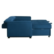Serta Monroe Modern Convertible Loveseat with Full Size Sleeper, Navy Blue Woven Fabric