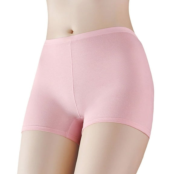 Daznico Womens Underwear - Women Solid Pure Cotton Anti Exposure Mid Waist Bottoming Pants Cotton Briefs - Panties for Women,Color:Pink,Size:XXL
