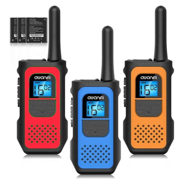 Walkie Talkie Recargable Niños Adultos 3 Piezas, Walkie Talkie de Largo Alcance con 16 Canales Radio de 2 Vías Pantalla LCD, Walkie Talkie USB Tipo C con VOX para Juegos de Aventura, Senderismo,