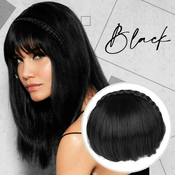 Extensiones de cabello sintético con flequillo trenzado para mujer