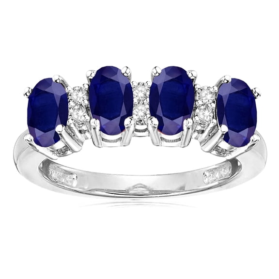 Star K� Genuine Sapphire Oval 5x3 4 Four Stone Band Ring