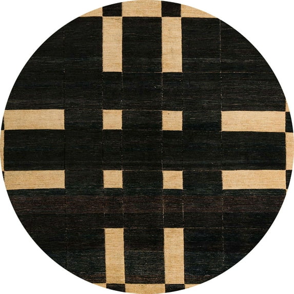 Ahgly Company Indoor Round Abstract Antique Bronze Green Abstract Area Rugs, 6' Round