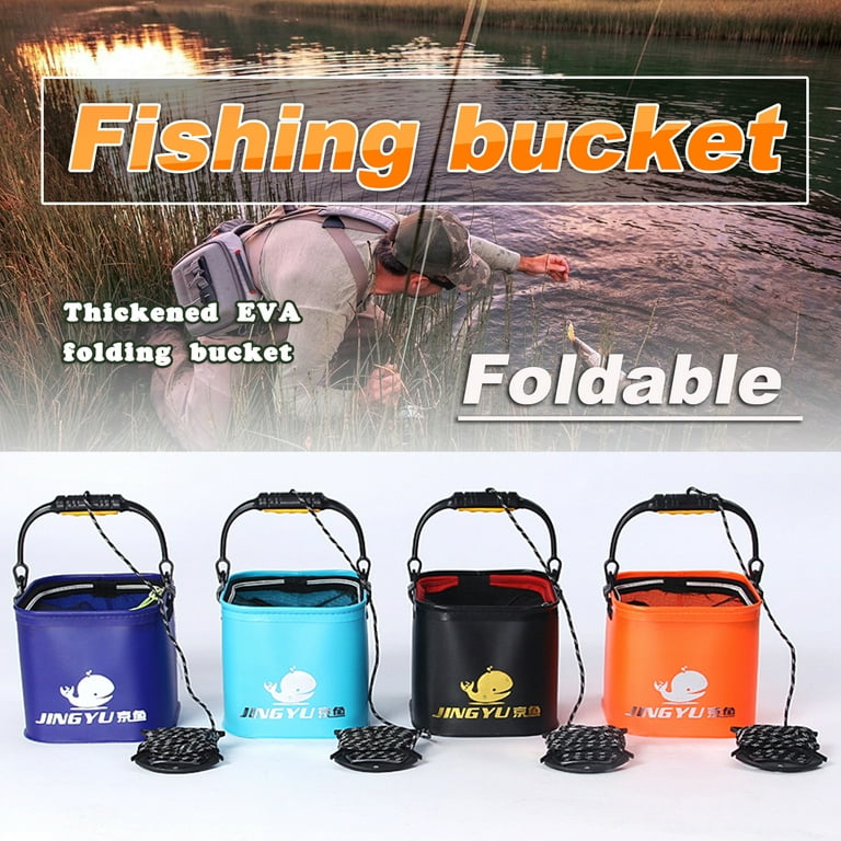 Fishing Bucket, 6Gallon/10Gallon Foldable Fish Bucket,Live Fish Container  Multi-Functional Live Fish Bait Bucket,Outdoor Camping EVA Fishing Bag and