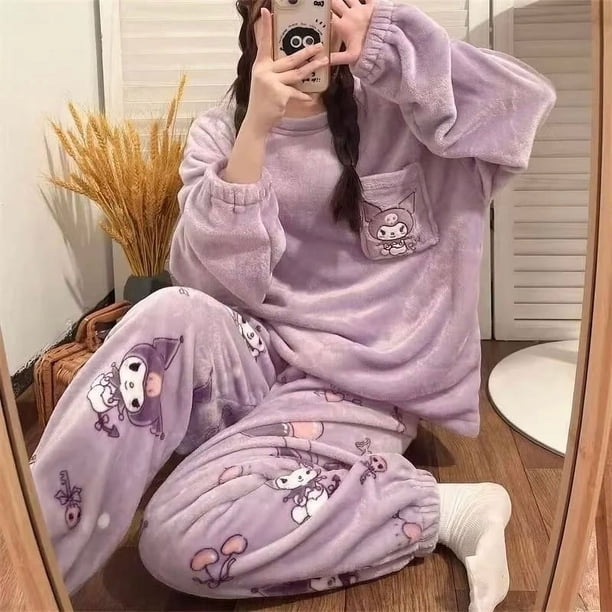 New Sanrio Cinnamoroll Kawaii Cartoon Pajama Sets Winter Warm