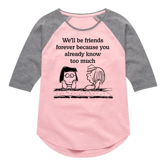 Peanuts - Friends Forever Marcie And Patty - Toddler & Youth Girls Raglan Graphic T-Shirt