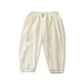 thumbnail image 3 of HVOBTTY Toddler Straight Leg Trousers, Fall Long Pants for Kid, Kids Casual Solid Color Button Breathable Mosquito Proof Lightweight Pants for Boys and Girls White, 10-11 Years, 3 of 5