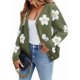 thumbnail image 2 of Cárdigan con Estampado Floral para Mujer, Larga, Abertura Frontal, Botones, Cuello en V, Tejido de Punto. Verde L, 2 of 8