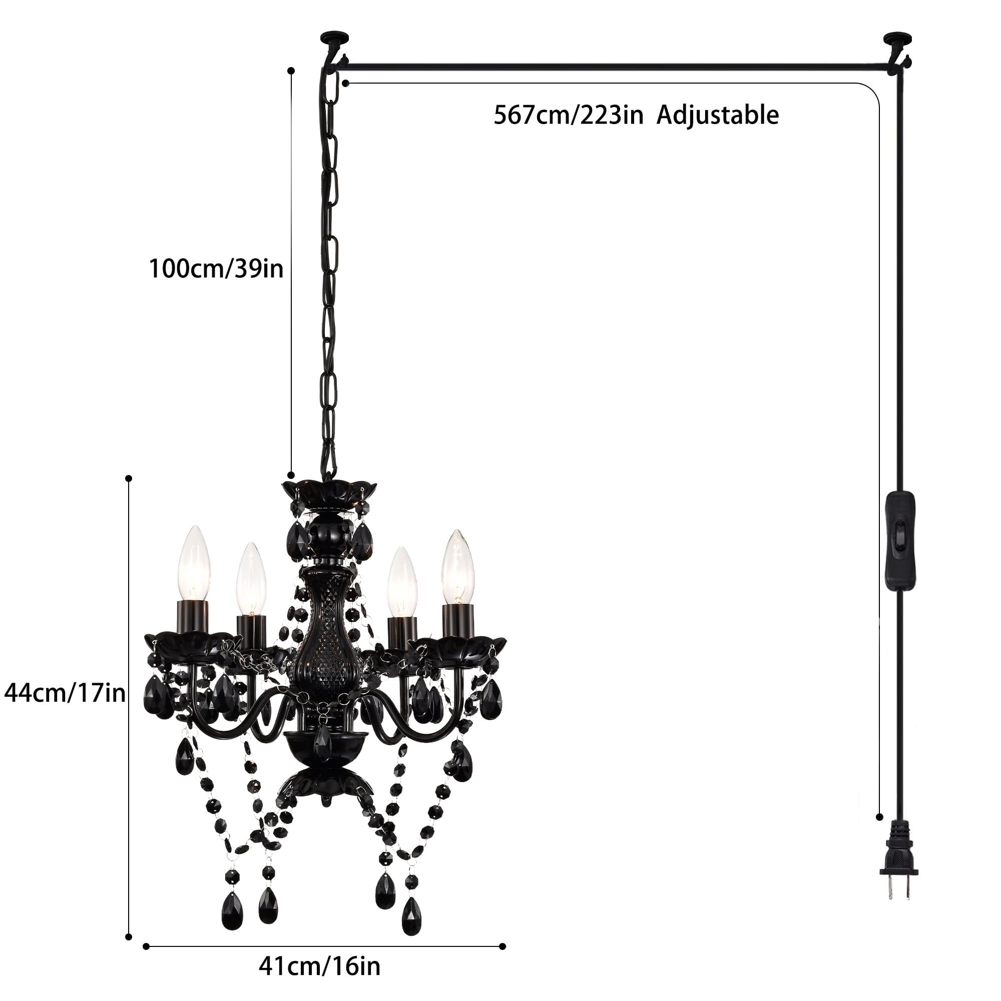FRIXCHUR 20" Crystal Chandelier Black And Gold Flush Mount Ceiling Light 4 Tiers Raindrop Crystal Pendant Light Modern Crystal Ceiling Light Chandelier For Bedroom Dining Room Entryway Foyer
