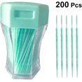 thumbnail image 2 of JM Cepillo de hilo dental (verde), palillo de dientes, hilo dental, herramienta de limpieza dental de plástico de doble cabeza, utilizado para limpieza y cuidado bucal -200 piezas JM, 2 of 5