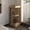 Natural Wood, variant on White Modern Corner Bar Cabinet / Display Decanters on Open Shelves