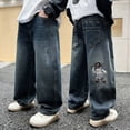 thumbnail image 2 of shqvo Boys Size 8 Jeans Bootcut Snap Button Wide Leg High Waisted Plain Casual Demin Pants Boy Lightweight Soft Comfy Fashion Trousers Streetwear with Pockets Blue 15-16 Years, 2 of 6