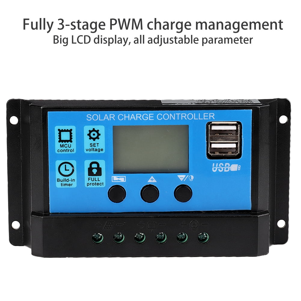 10A 20A 30A LCD MPPT Solar Panel Battery Regulator Charge Controller 12V/24V QK 