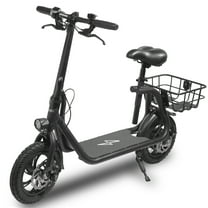 Phantomgogo Commuter R1 - Electric Scooter for Adults - Foldable Scooter with Seat & Carry Basket - 450W Brushless Motor 36V - 15MPH 265lbs Max Load E Mopeds for Adults (Black)