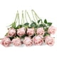 thumbnail image 3 of Xiao Hua 10 rosas artificiales de tallo largo de seda para ramo de boda, decoración del hogar (rosa claro), 3 of 4
