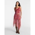thumbnail image 2 of No Boundaries Asymmetrical Mesh Midi Skirt, Women's XXS-XXL, 2 of 5
