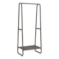thumbnail image 1 of Linon Paisley Tall Steel Clothing Rack Distressed Wood Shelf 4 Hooks in Pewter, 1 of 13