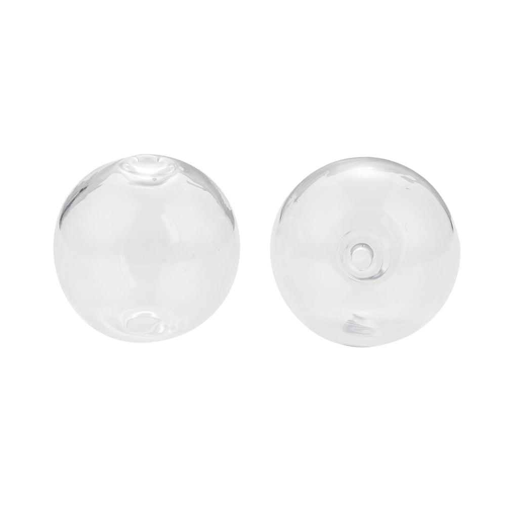 Handmade Two Holes Blown Glass Globe Beads Round Clear 20mm Hole: 2mm