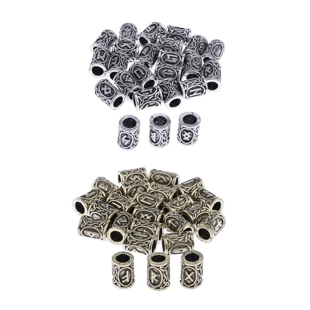 48 piezas vikingos nórdicos s de cabeller pulseras de bricoje colr con colgante, trenzadas para de cabellero Hugo Viking Rune Beads Charms
