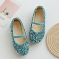 thumbnail image 4 of Wavsuf Toddler Girl Shoes Sequins Crystal Anti-slip Soft Bottom Winter Casual Blue Princess Shoes Size 2-3Years, 4 of 7