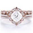 thumbnail image 1 of JeenMata Anillo de Bodas de Tres Piezas de Moissanita de Corte Princesa de 1,5 Quilates Engastado en Oro Rosa de 18 K sobre Plata, 1 of 4