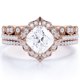 thumbnail image 1 of JeenMata Anillo de Bodas de Tres Piezas de Moissanita de Corte Princesa de 1,5 Quilates Engastado en Oro Rosa de 18 K sobre Plata, 1 of 4