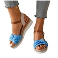 thumbnail image 4 of Women's Summer Size Wedge Fish Mouth Roman Sandals Sandals for Women 2025 Sky Blue 43, 4 of 6