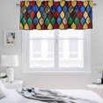thumbnail image 3 of 2 Pack Abstract Valance for Window Stained Glass Moroccan Texture Kitchen Valance Rod Pocket Short Curtain Topper Decorative Window Treatment for Living Room Bedroom 42"x18", 3 of 8