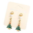 thumbnail image 4 of Pendiente de botón navideño - Regalos navideños de festivas navideñas para mujeres, , niñas, preciosos pendientes colgantes corazón árbol de navidad 3pcs, 4 of 8