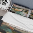 thumbnail image 4 of Designart "Transcending Reality in Green and Pink" Abstract Painting Bedding Covert Set - Modern Green Abstract Bed Set With 2 Shams, 4 of 6