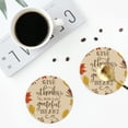 thumbnail image 5 of Bingfone Vintage Thanksgiving With A Grateful Heart Leather Drinks Coasters With Set Of 6,Suitable For Home Kitchen,Coffee Cup Coasters Home Gift, 5 of 9