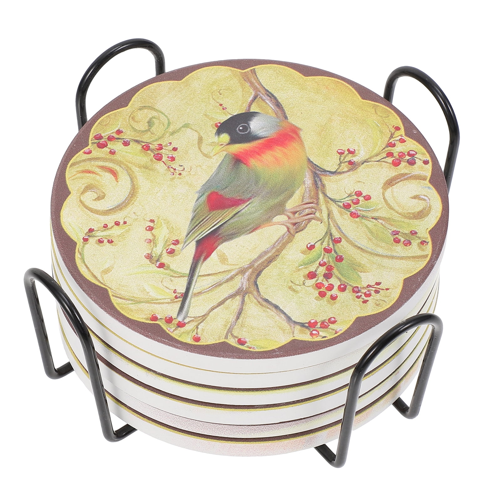 Homemaxs 6pcs Waterabsorbing Coasters Decorative Coasters Ceramic Cup