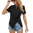 thumbnail image 2 of OSOLU Solid Color Women Casual Short Sleeve Crew Neck T-Shirt Tshirts Tee Summer Basic Tee For Daily Wear Vacation Tops Classic Women Tops Dressy Casual, 2 of 4