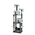 thumbnail image 1 of Home4Cat 74" 8-Level Cat Tree with Two Condos Hammock, Sisal Scratchers, Toys,Gray&white, 1 of 10