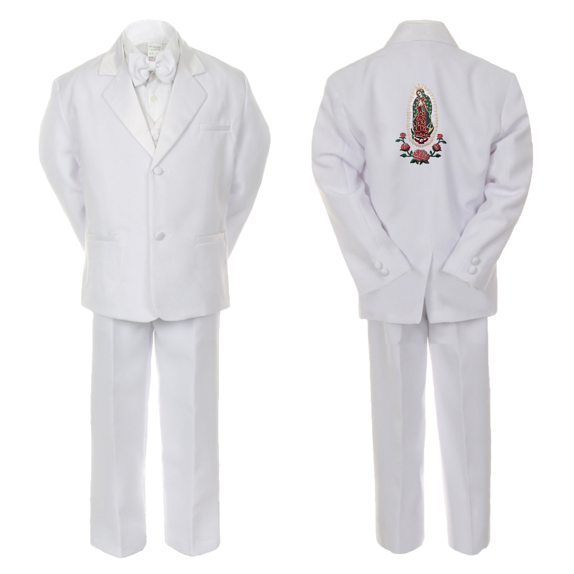 Baby Boy Christening Notch Lapel Suit Silver or Gold Guadalupe On Back SM-20