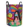 thumbnail image 2 of Cesta de lavandería redonda plegable impermeable con diseño de Bob Esponja hippie, organizador de juguetes y ropa, cesta de regalo para habitación mediana, 2 of 7