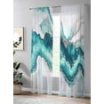 thumbnail image 4 of Marble Turquoise Sheer Curtains 2 Panels Set Modern Abstract Luxury Silver Texture Lihgt Filtering Rod Pocket Voile Drape, Semi Sheer Window Curtains for Bedroom Living Room, 52"x96", 4 of 5