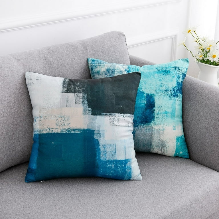Blue Throw Pillows, Turquoise Gray White and Teal Coastal Beach Decor, Large  Couch Pillows Set, Pillows for Bed, or Teal Outdoor Pillows 