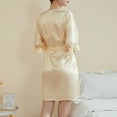 thumbnail image 4 of Voncos Silk Robes for Women Lace-up Satin Kimono Robe Cozy Nightgown Sleepwear New Arrivals- Gold, 4 of 6