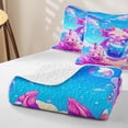 thumbnail image 4 of Erosebridal Kawaii Axolotl Twin Quilt Set, Dreamy Boba Twin Coverlet Set, Stars Reversible 2pcs, 1 Bedspread and 1 Pillowcase, 4 of 7