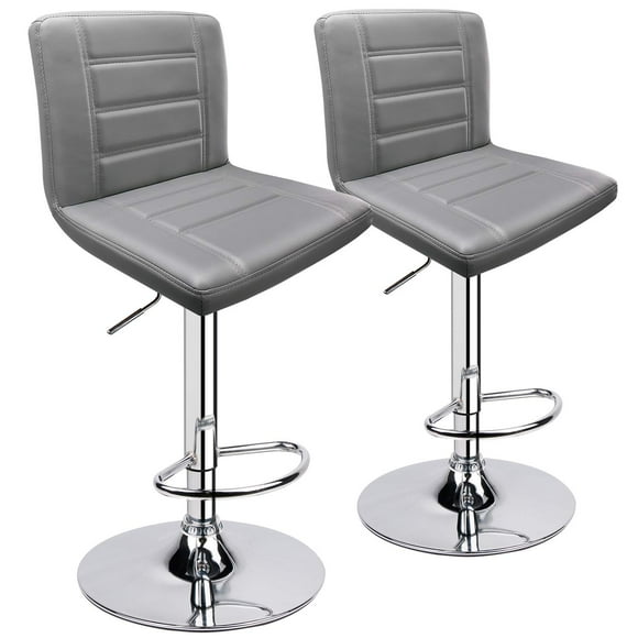 Leopard Bar Stools Set of 2, Modern Adjustable Bar Stool with Back, Swivel Barstool (Light grey)