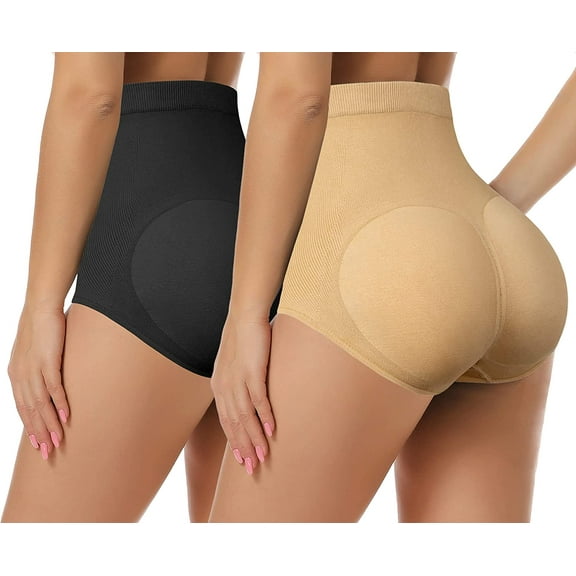 2 Pack Womens Shapewear Butt Lifter Padded Control Panties Body Shaper Brief